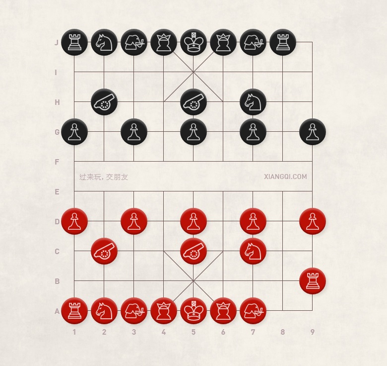 Xiangqi (Chinese Chess) Same Direction Cannons: Ranked Chariot vs. Filed Chariot