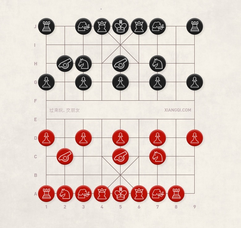 Xiangqi (Chinese Chess) Same Direction Cannons: Filed Chariot vs. Deferred Chariot (H2+3)