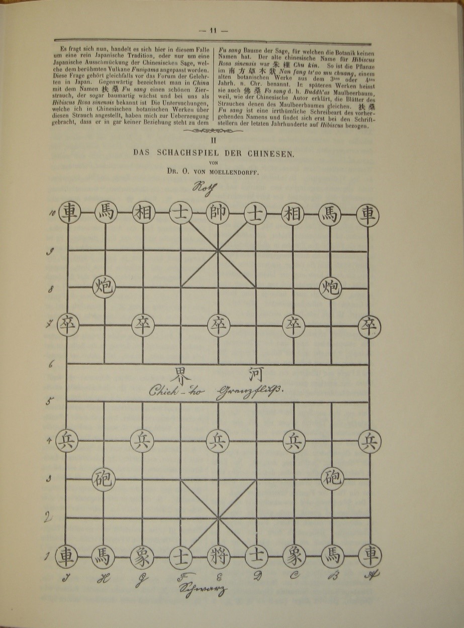 Diagram from Mollendorf's book depicting Xiangqi