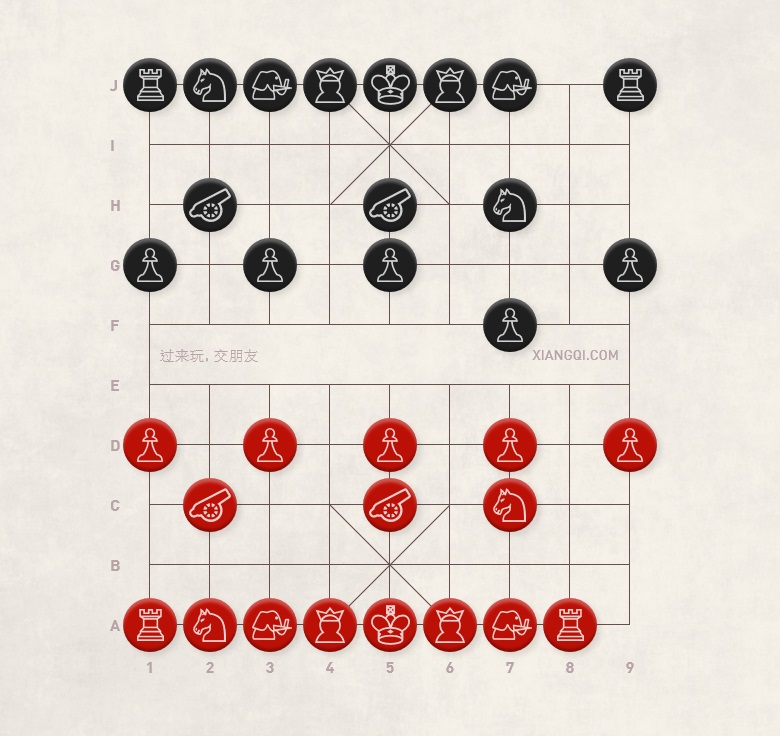 Xiangqi (Chinese Chess) Same Direction Cannons: Filed Chariot vs. Deferred Chariot (P7+1)
