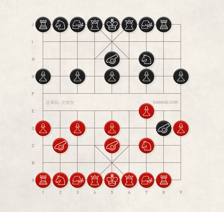 Xiangqi (Chinese Chess) Left Cannon Blockade with Deferred Opposite Direction Cannons