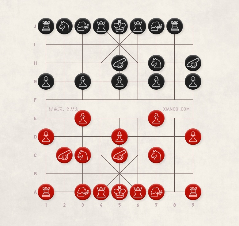 Xiangqi (Chinese Chess) Left 3 Step Tiger with Deferred Opposite Direction Cannons